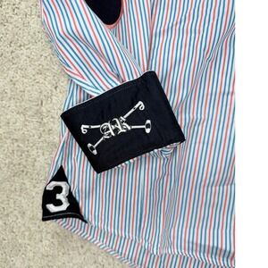 Mens 4XL Absolute Rebellion Shirt Cotton Slim Fit Stripe Polo Crest‎ Embroidery